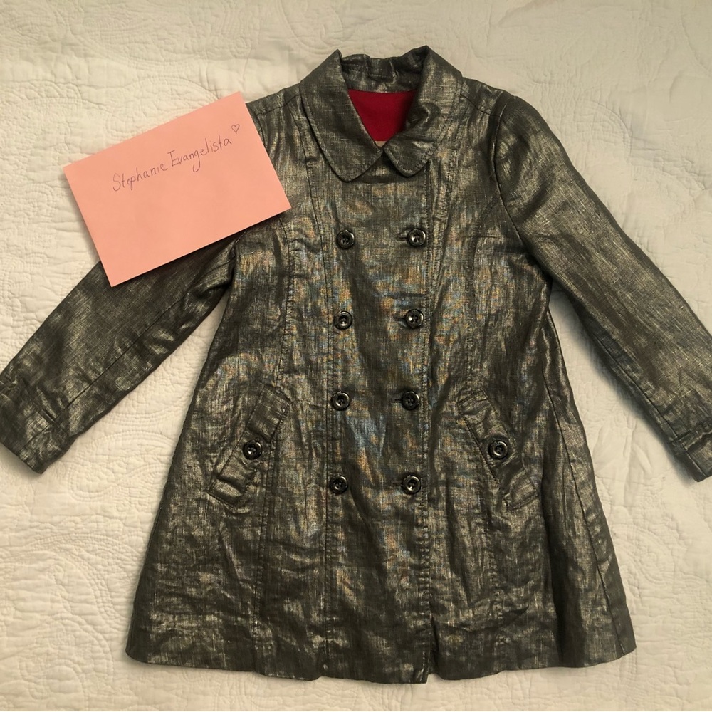 Size 4 GIRLS BURBERRY METALLIC AUTHENTIC TRENCH COAT